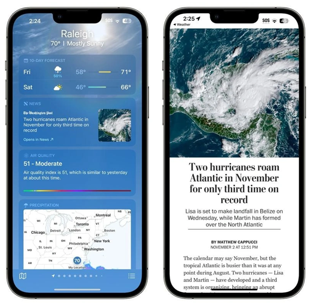 微山苹果14维修分享iPhone 14手机如何看天气时顺带看新闻 