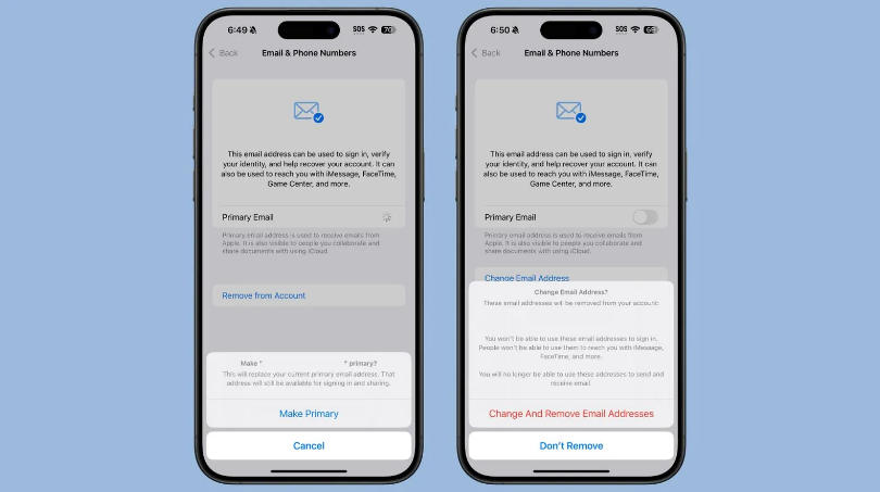 微山苹果手机维修分享苹果 iOS 18.1 支持设置“主要”邮箱地址并更改 iCloud 邮箱 
